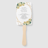 エレガント金ゴールドグリッターGeo Yellowフローラプロ結婚グラム ハンドファン (正面)