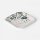 エレガント金ゴールドグリーンスパーク葉ラインブライダルシャワー ペーパープレート (傾斜あり)