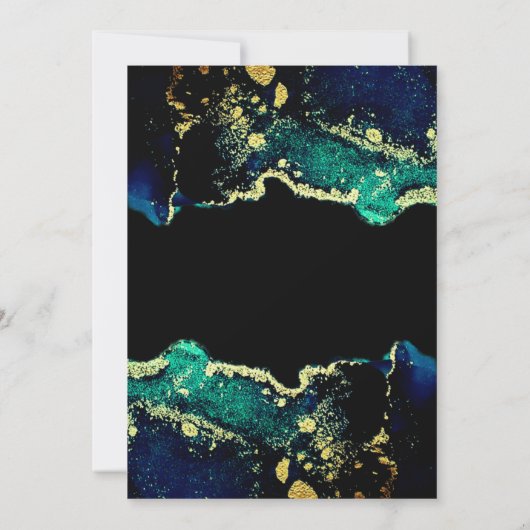 エレガント金ゴールドグリーンブラック結婚式招待状 招待状 (裏面)