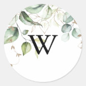 エレガント金ゴールドグリーンモノグラ結婚ム封筒 ラウンドシール (正面)