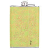 エレガント金ゴールドグリーン抽象芸術フローラ フラスク (裏面)