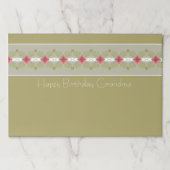 エレガント金ゴールドグレイ及びピンクフローラ紙ランチョンマット ペーパーパッド (正面)