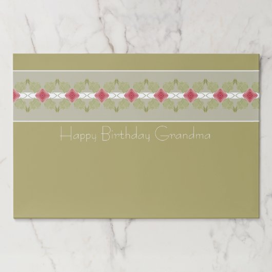 エレガント金ゴールドグレイ及びピンクフローラ紙ランチョンマット ペーパーパッド (正面)