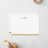 エレガント金ゴールドグレースクリプトモノグラム名イニシャル ノートカード (正面/裏面インサイチュ)