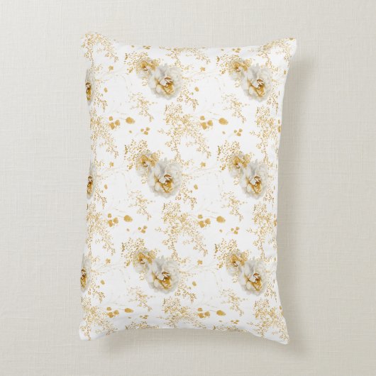 エレガント金ゴールドグレーフローラ アクセントクッション (裏面(縦))