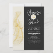 エレガント金ゴールドグレー応援から年退職パーティー 招待状 (正面)
