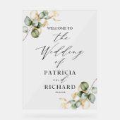 エレガント金ゴールドグ結婚リーウェルカムサイン アクリルサイン (正面)