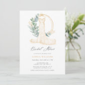 エレガント金ゴールドグ結婚リーズドレスブライダルシャワー 招待状 (スタンド正面)