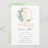 エレガント金ゴールドグ結婚リーズドレスブライダルシャワー 招待状 (正面/裏面)