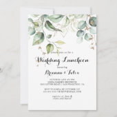 エレガント金ゴールドグ結婚リーンチョンブライダルシャワー 招待状 (正面)