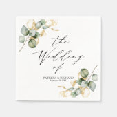 エレガント金ゴールドグ結婚リー スタンダードカクテルナプキン (正面)