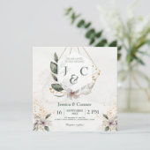 エレガント金ゴールドグ結婚リー 招待状 (スタンド正面)