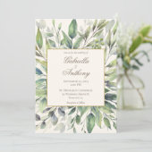 エレガント金ゴールドグ葉リーズ水の色結婚の 招待状 (スタンド正面)