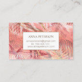 エレガント金ゴールドコーラルピンクファーン葉 名刺 (裏面)