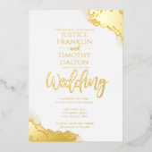 エレガント金ゴールドコー縁ど結婚ナー 箔招待状 (正面)