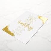 エレガント金ゴールドコー縁ど結婚ナー 箔招待状 (回転した状態)