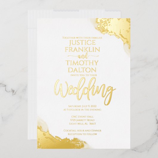 エレガント金ゴールドコー縁ど結婚ナー 箔招待状 (封筒)