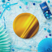 エレガント金ゴールドサテンフェイクテクスチャルック ペーパープレート (パーティー)