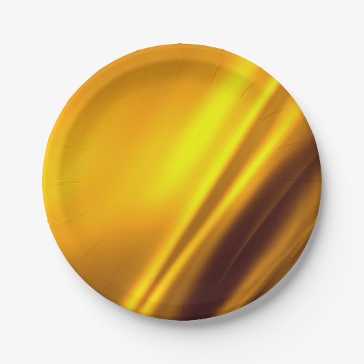 エレガント金ゴールドサテンフェイクテクスチャルック ペーパープレート (正面)