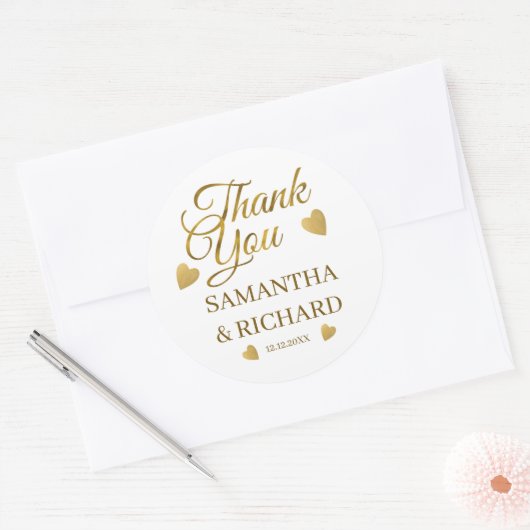 エレガント金ゴールドサンキュー結婚式の引き出物 ラウンドシール (封筒)
