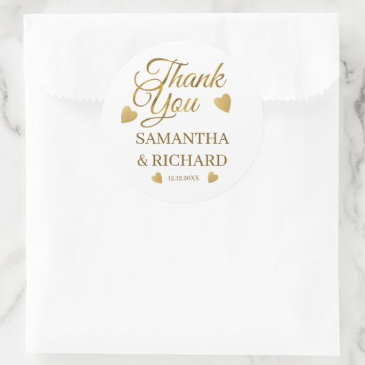 エレガント金ゴールドサンキュー結婚式の引き出物 ラウンドシール (バッグ)