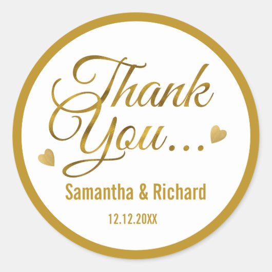 エレガント金ゴールドサンキュー結婚式の引き出物 ラウンドシール (正面)
