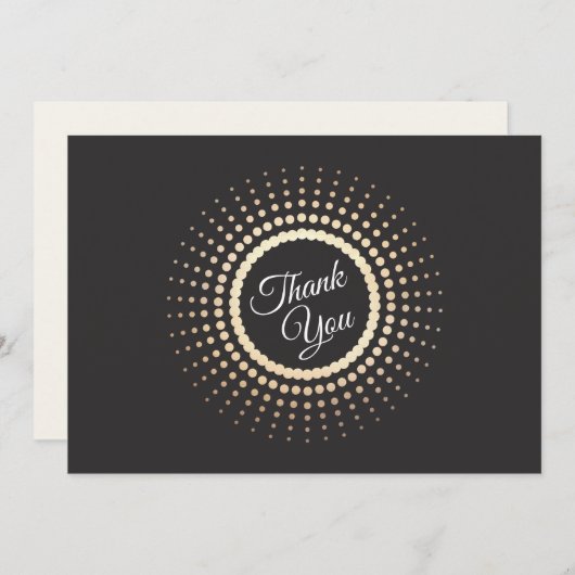 エレガント金ゴールドサークル黒 サンキューカード (正面/裏面)