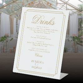 エレガント金ゴールドシックアールデコ結婚のドリンク 台座サイン