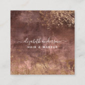 エレガント金ゴールドシモダンックサロンアポイントメント スクエア名刺 (正面)