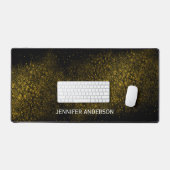 エレガント金ゴールドシャインモノグラムのスターズデスクマット デスクマット (キーボード&マウス)