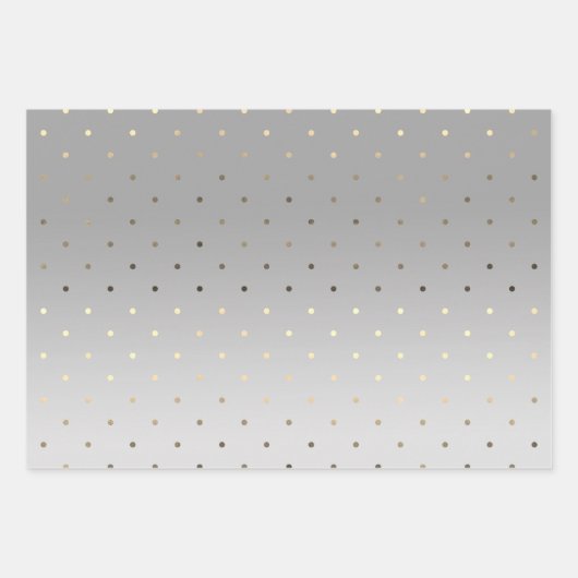 エレガント金ゴールドシルバーおよびバラ金ゴールド水玉模様 ラッピングペーパーシート (正面3)