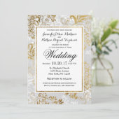 エレガント金ゴールドシルバーとグレーのフローラ結婚ズ 招待状 (スタンド正面)