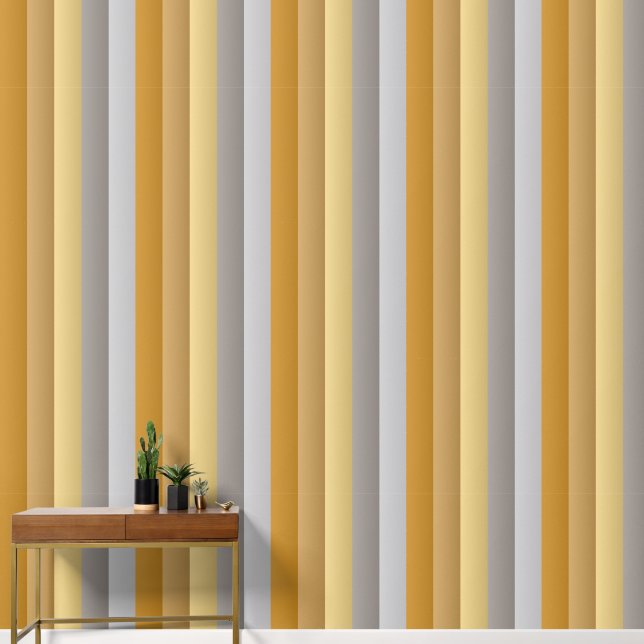 エレガント金ゴールドシルバーグレーパネストライプのル模様 壁紙 (廊下)