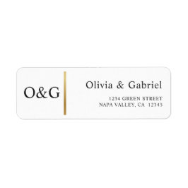 エレガント金ゴールドシンプルクラシック結婚差出人住所 ラベル