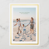 エレガント金ゴールドシンプルクリスマスフレーム写真 箔シーズンカード (正面)