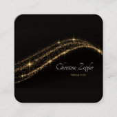 エレガント金ゴールドシンプルグリッターモダンブラックシックブシ スクエア名刺 (正面)