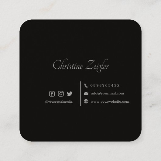 エレガント金ゴールドシンプルグリッターモダンブラックシックブシ スクエア名刺 (裏面)