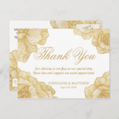 エレガント金ゴールドシンプルフローラありがとうポストカード ポストカード (正面/裏面)
