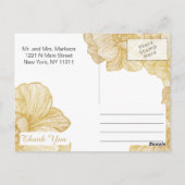 エレガント金ゴールドシンプルフローラありがとうポストカード ポストカード (裏面)