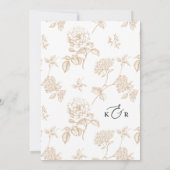エレガント金ゴールドシンプルフローラブラック&ホワイト結婚ズ 招待状 (裏面)