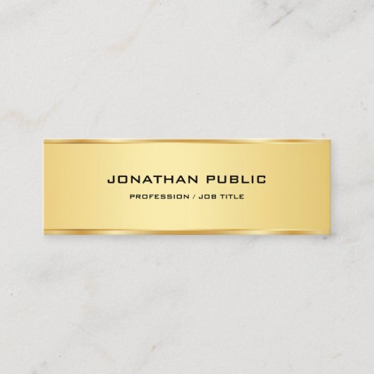エレガント金ゴールドシンプルプロフェッショナルテンプレートモダン スキニー名刺 (正面)