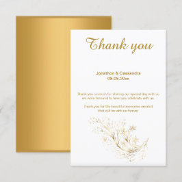 エレガント金ゴールドシンプルリーフ金ゴールドリバースサンキュー 招待状