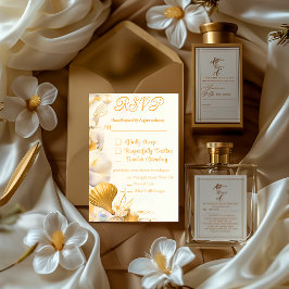 エレガント金ゴールドシーセ結婚ルRSVPカード 出欠カード