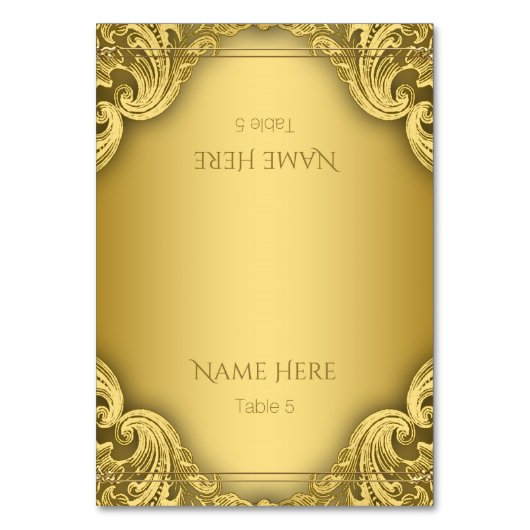 エレガント金ゴールドシーティングカード テーブルナンバー (正面)