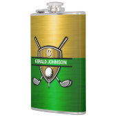 エレガント金ゴールドシールドモノグラムデザイン フラスク (左)