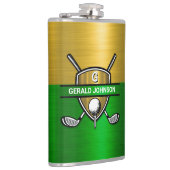 エレガント金ゴールドシールドモノグラムデザイン フラスク (右)