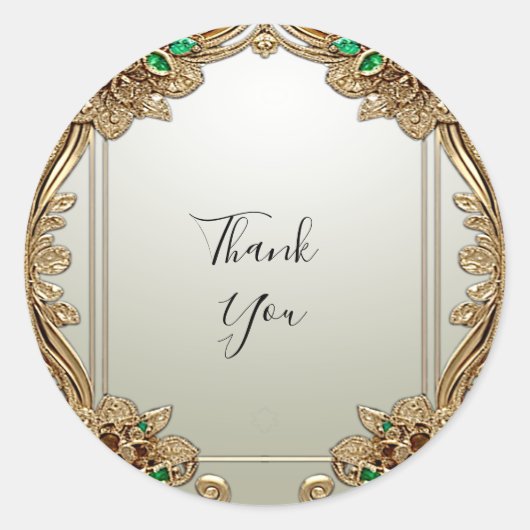 エレガント金ゴールドシ華美ステッカー ラウンドシール (正面)