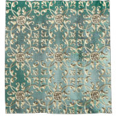 エレガント金ゴールドジェムオングリーン シャワーカーテン (正面)