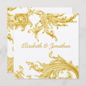 エレガント金ゴールドスイープ結婚式招待状 招待状 (正面/裏面)
