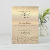 エレガント金ゴールドスウィート16誕生日招待状 招待状 (スタンド正面)